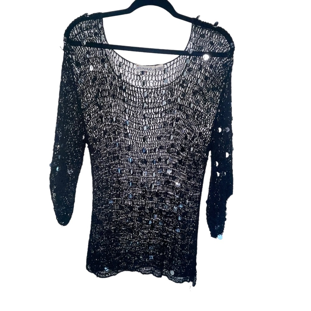 Vintage Crochet Embellished Knit Top